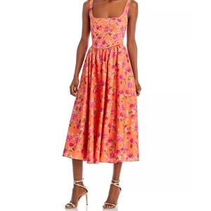 WAYF orange roses corset midi dress - XS
